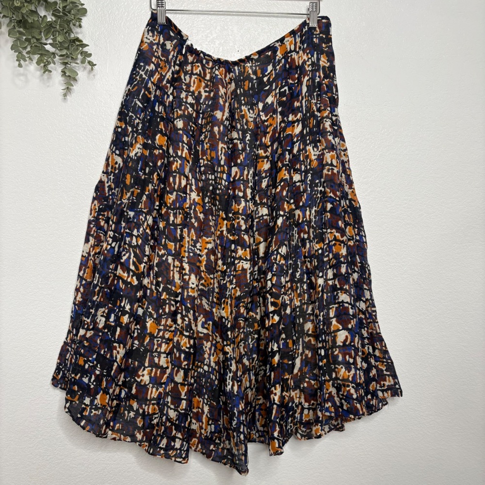 Jones New York Woman 16W Abstract Mosaic Pleated Midi Skirt Blue Orange Black - Picture 6 of 6
